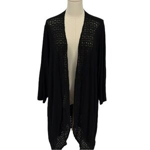 Chic Black Lace-Trim Cardigan